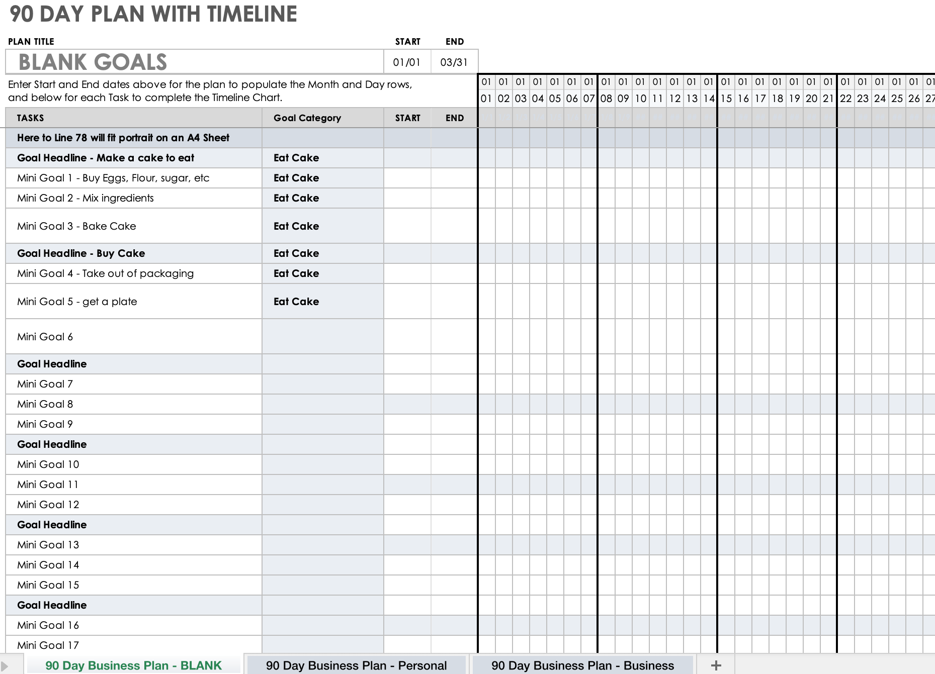 Basic 90 Day Goal Setting