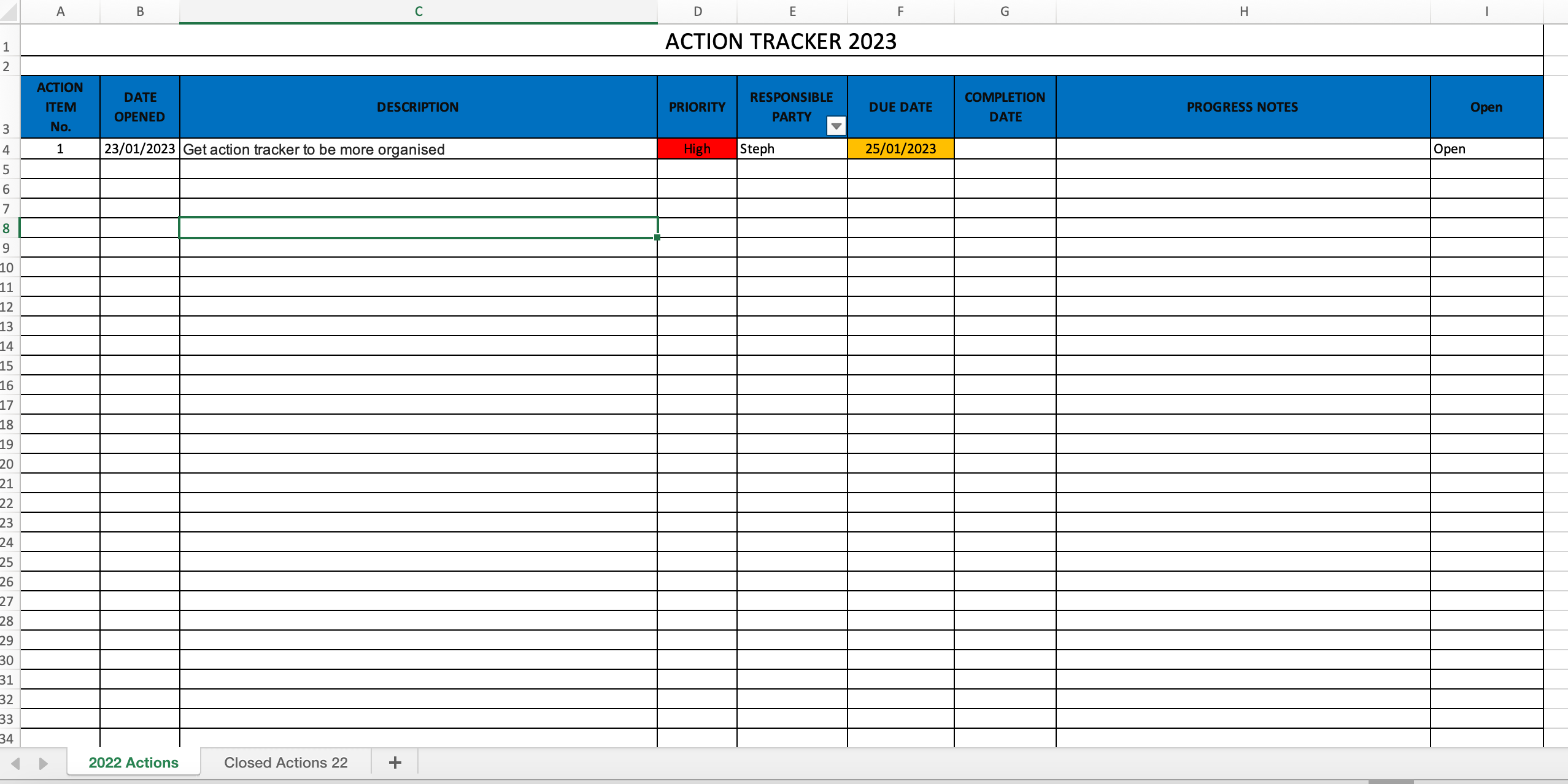 Action Tracker 2023